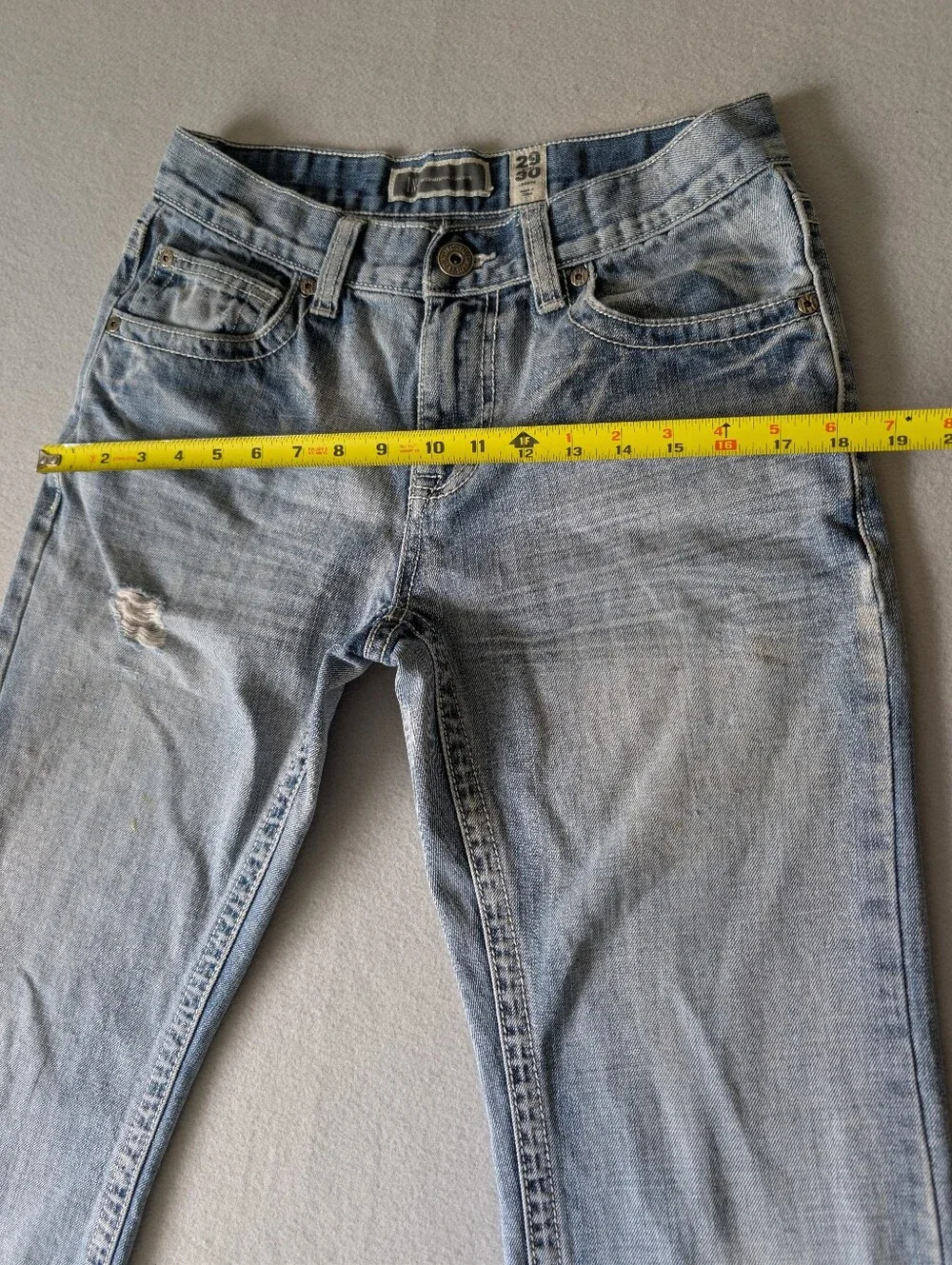 Y2K Pocket Detail Distressed Contrast Stitch Flare Jeans Light Wash Size 29/8